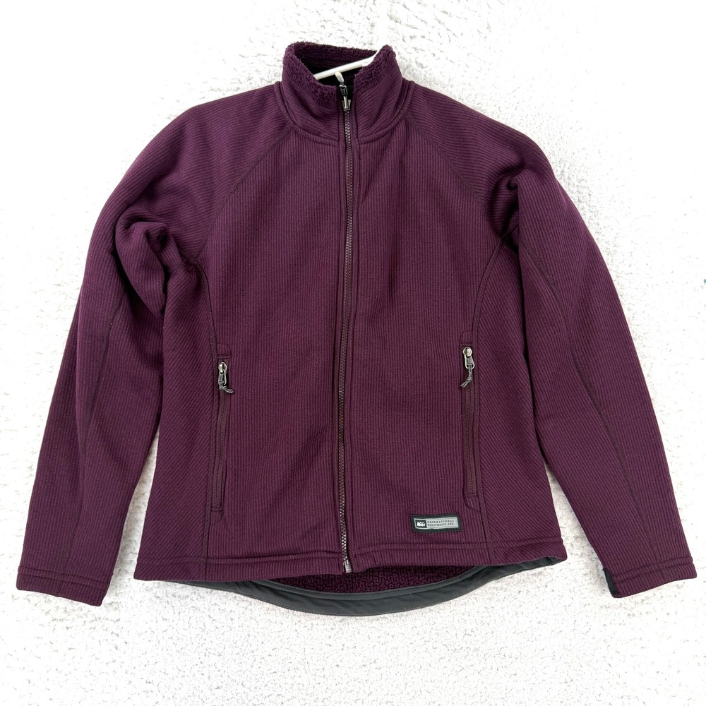 REI Polartec Jacket Womens Small Purple Full Zip Fleece Lined Hiking Outdoor
